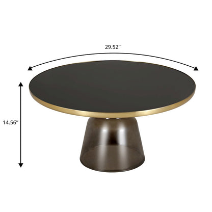Tully Collection Glass Coffee Table Grey glass, Gold Rim with Black Glass top