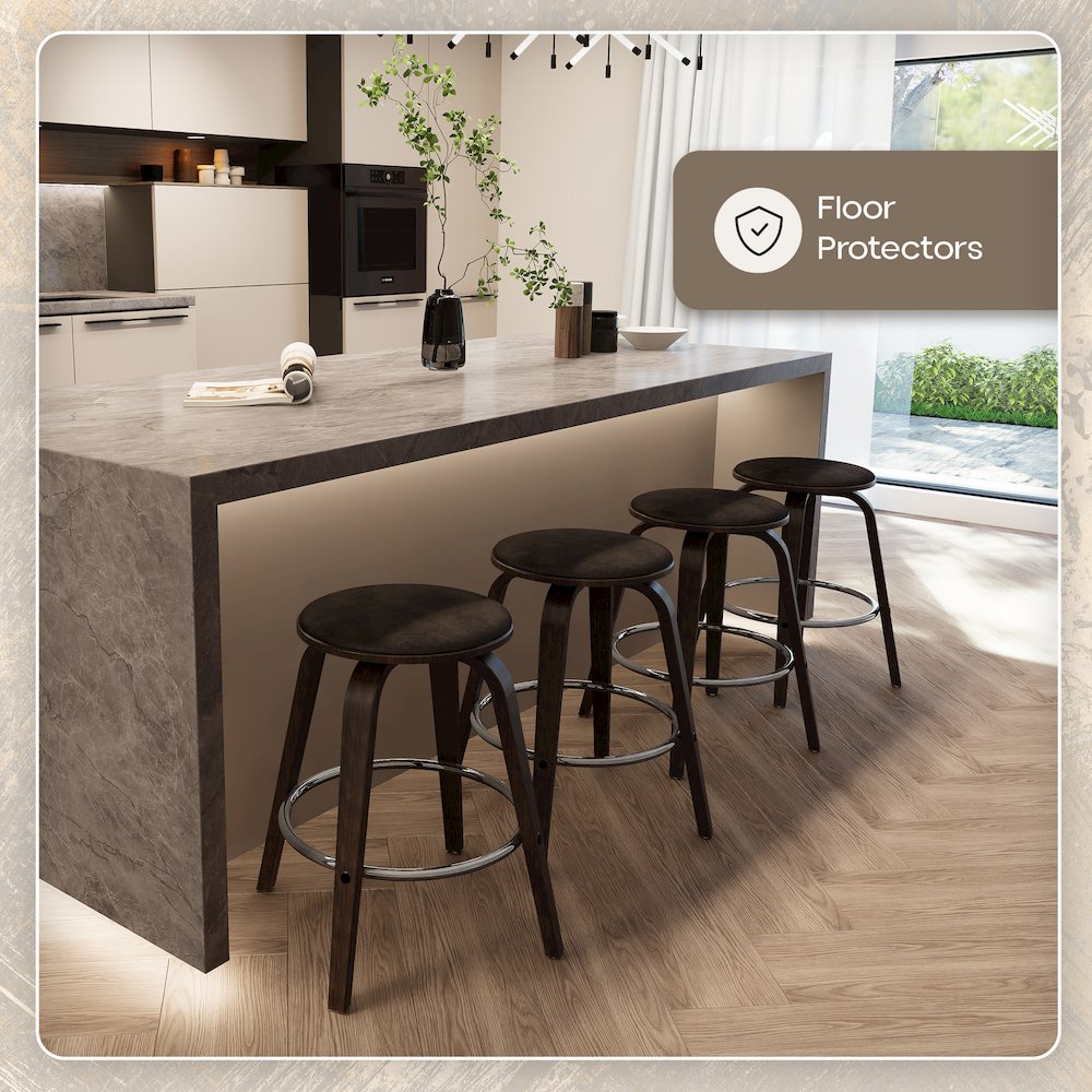 Wooden Counter Stool Pelya Collection Modern Style Walnut Glazed color in Brown