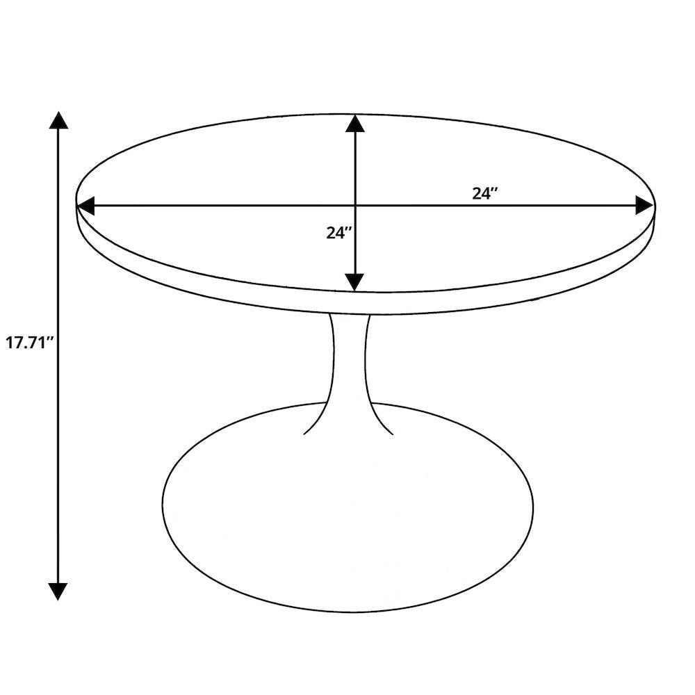Verve Coffee Table Black base with 24" round sintered stone top