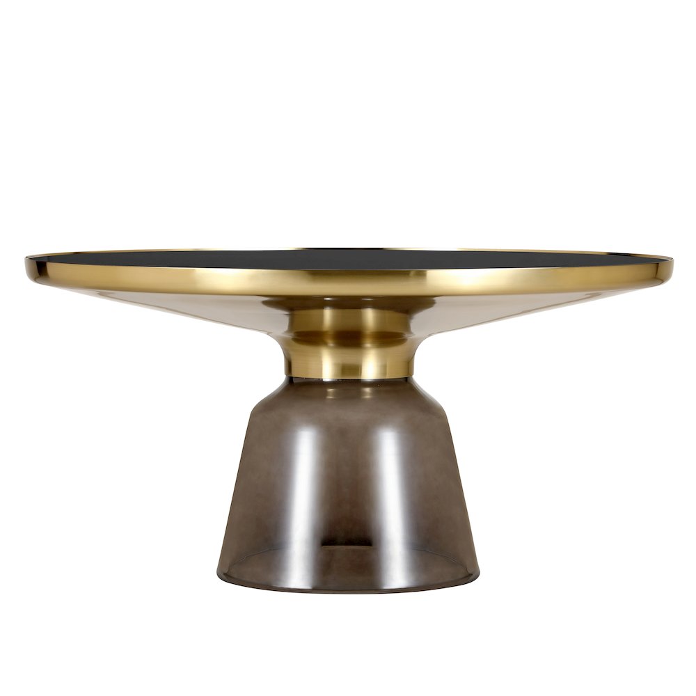 Tully Collection Glass Coffee Table Grey glass, Gold Rim with Black Glass top