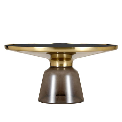 Tully Collection Glass Coffee Table Grey glass, Gold Rim with Black Glass top