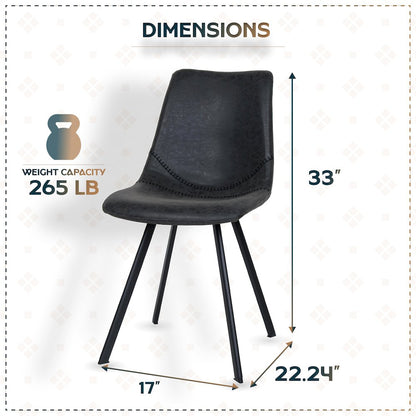 Markley Modern Leather Dining Chair With Metal Legs