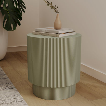 Eden Collection Fiberglass Outdoor Side Table in Olive Green