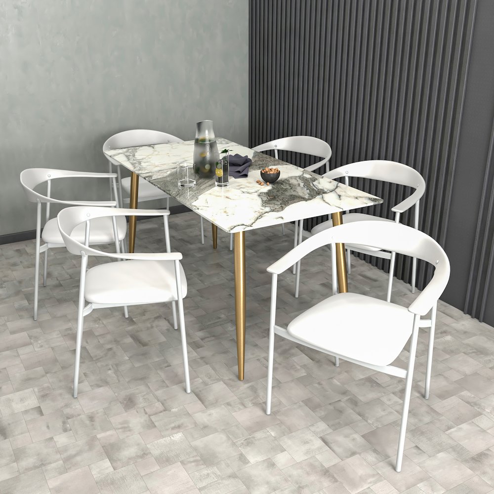 Kora Collection Modern Dining Chair in White - Set of 2
