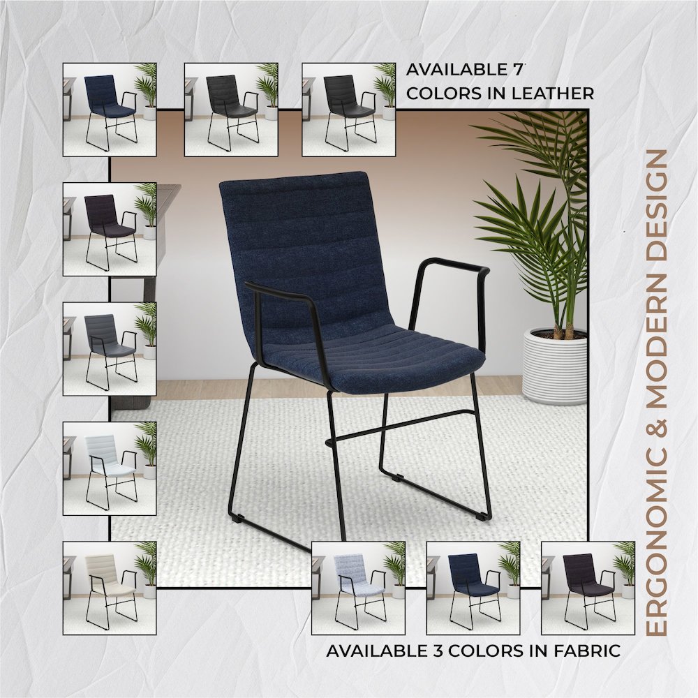 Zylar Series Office Guest Arm Chair in Dark Blue Fabric