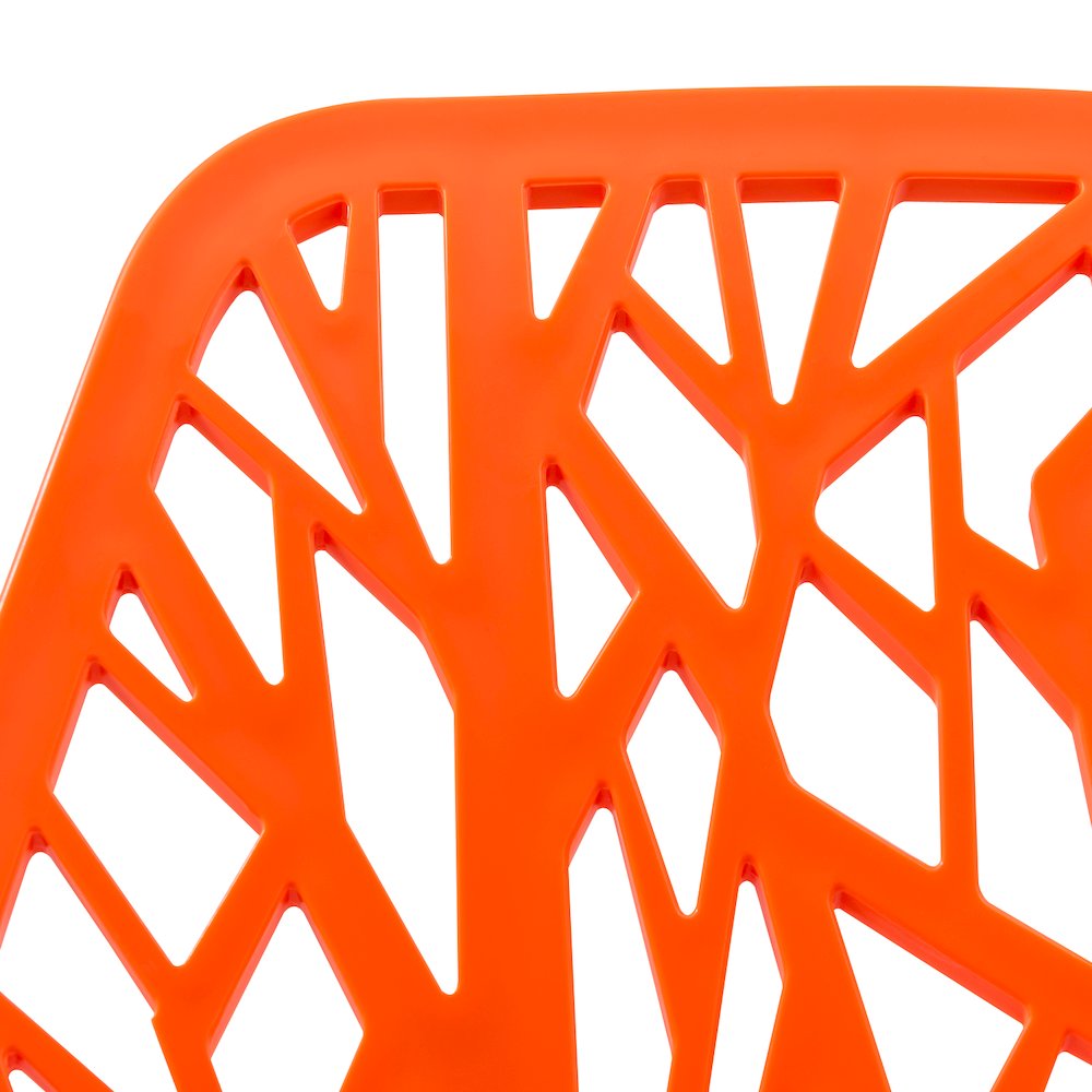 Modern Asbury Dining Chair with Chromed Legs in Orange