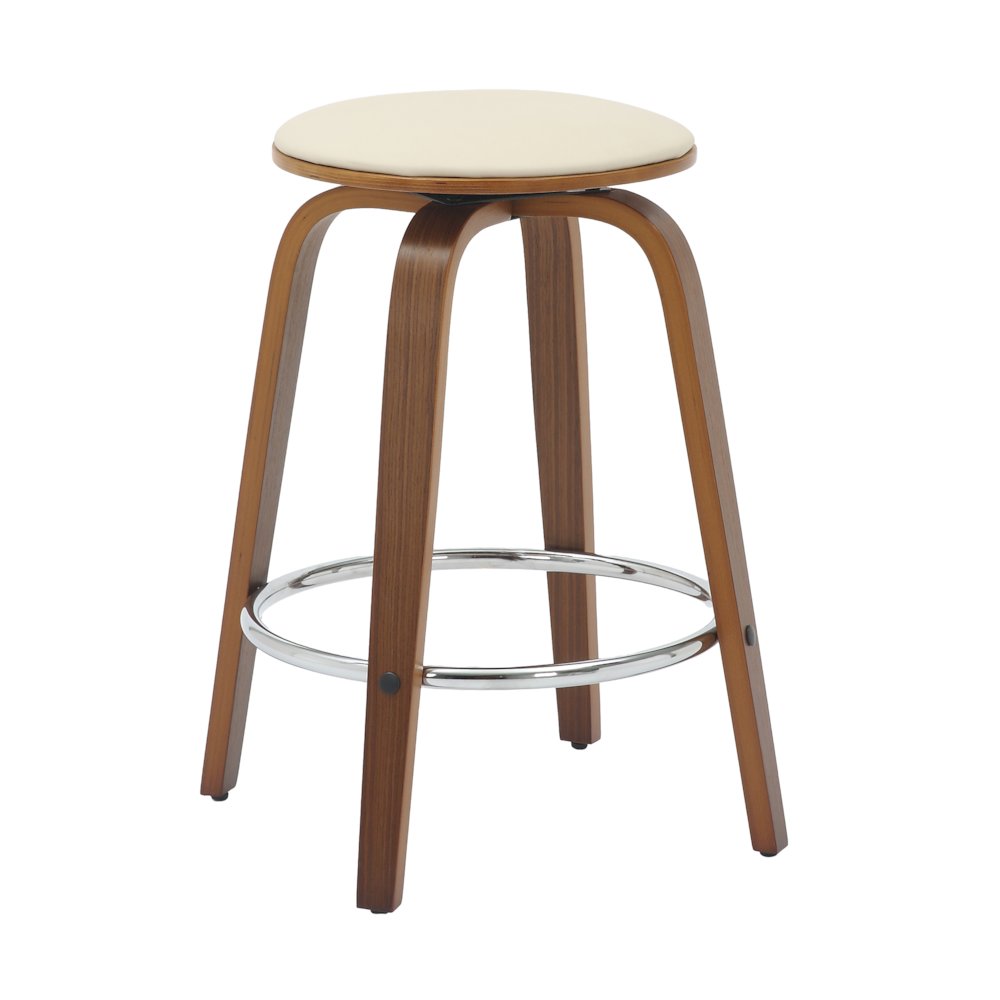 Wooden Counter Stool Pelya Collection Modern Style Walnut color in Light Taupe