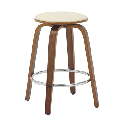 Wooden Counter Stool Pelya Collection Modern Style Walnut color in Light Taupe