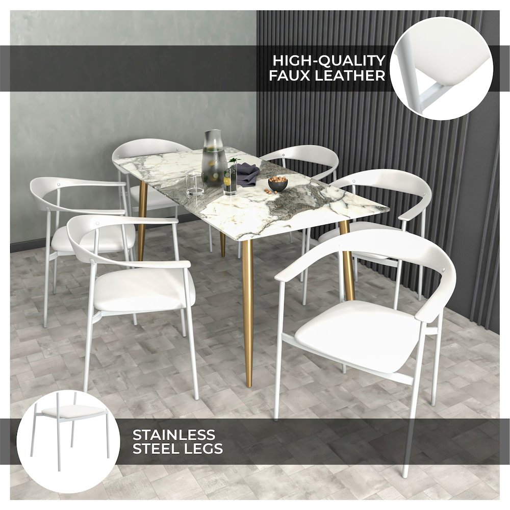 Kora Collection Modern Dining Chair in White - Set of 2