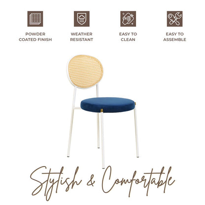 Euston Collection Modern Dining Chair White Frame In Blue