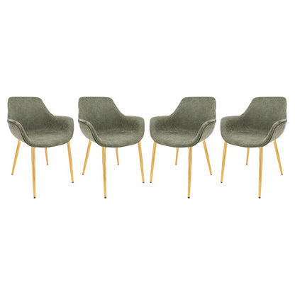 Markley Modern Leather Dining Arm Chair With Gold Metal Legs Set of 4