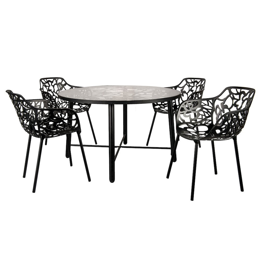 Devon Tree Design Glass Top Aluminum Base Indoor Outdoor Dining Table