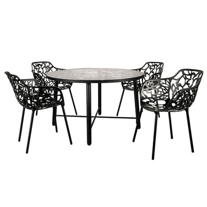 Devon Tree Design Glass Top Aluminum Base Indoor Outdoor Dining Table