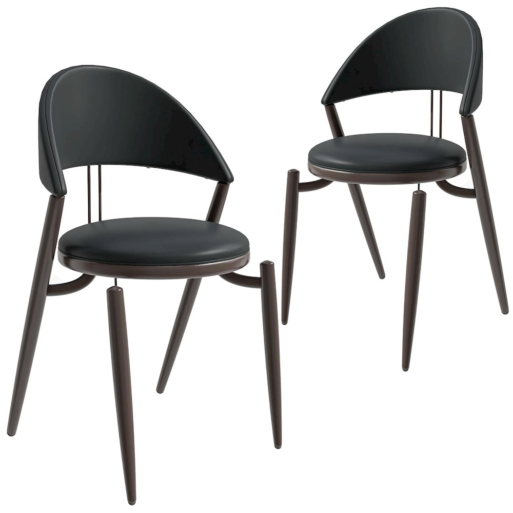 Venice Collection Modern Dining Chair In Black set of 2 in Black