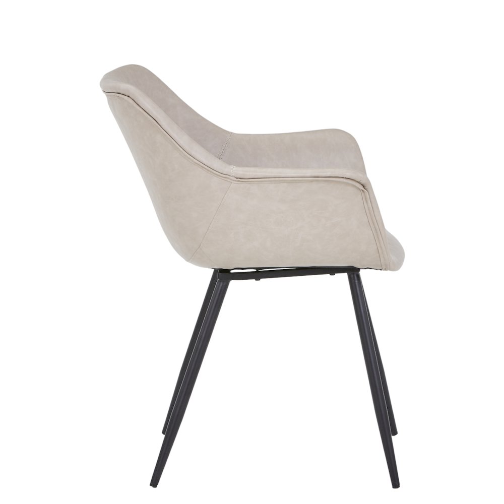 Markley Modern Leather Dining Arm Chair With Metal Legs