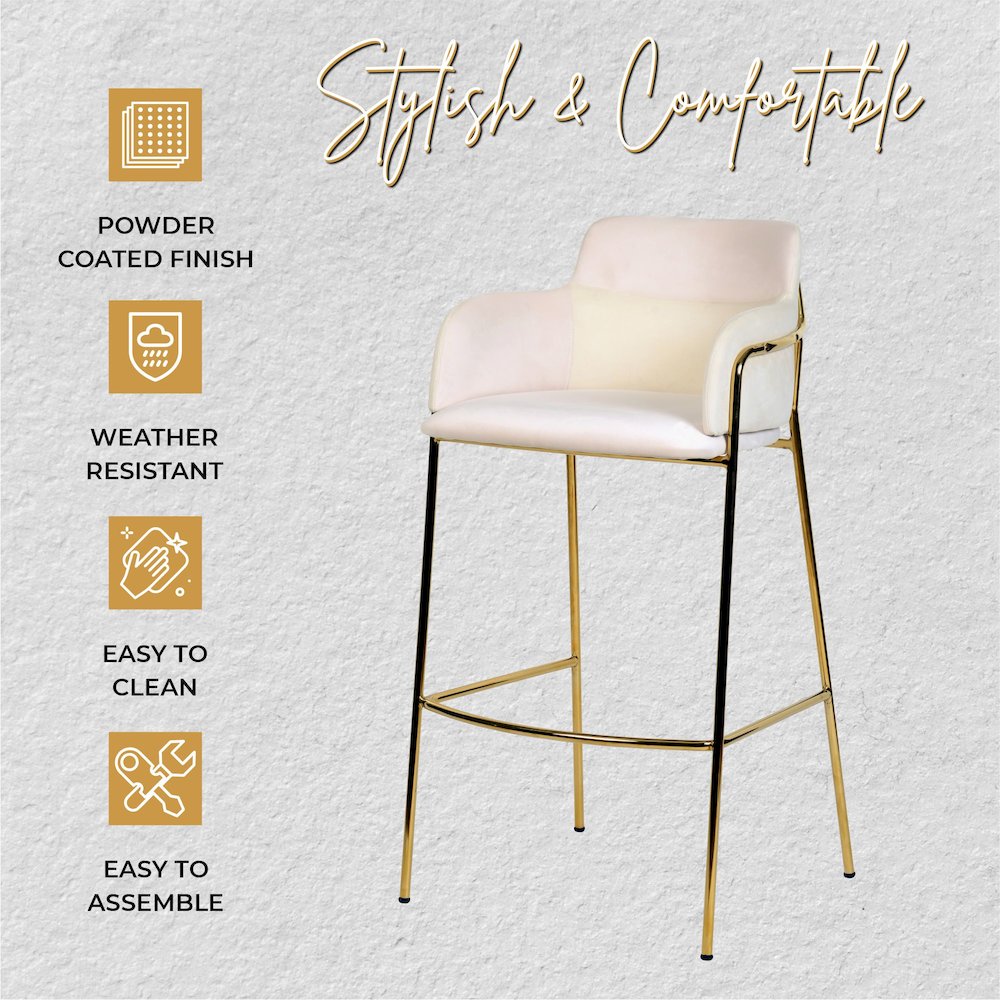 Axis Collection Modern Gold Bar height Chair in Biege