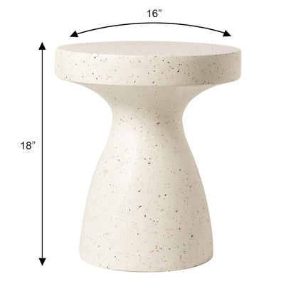 Modern Side End Table Wisp Series In Terrazzo White