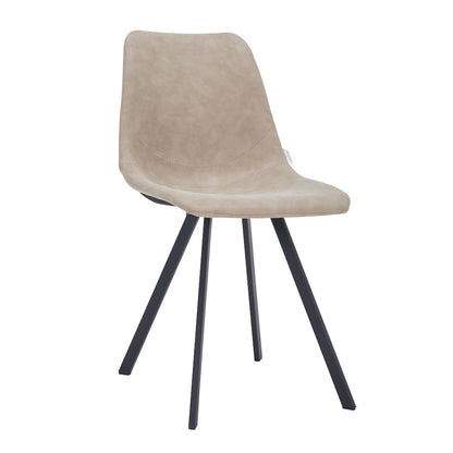 Markly Modern Leather Dining Chair With Metal Legs in Taupe
