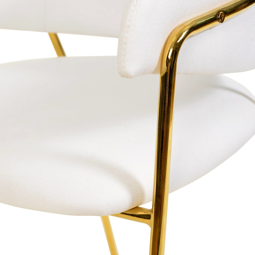 Axis Collection Modern Gold Dining Chair in White - Set of 2