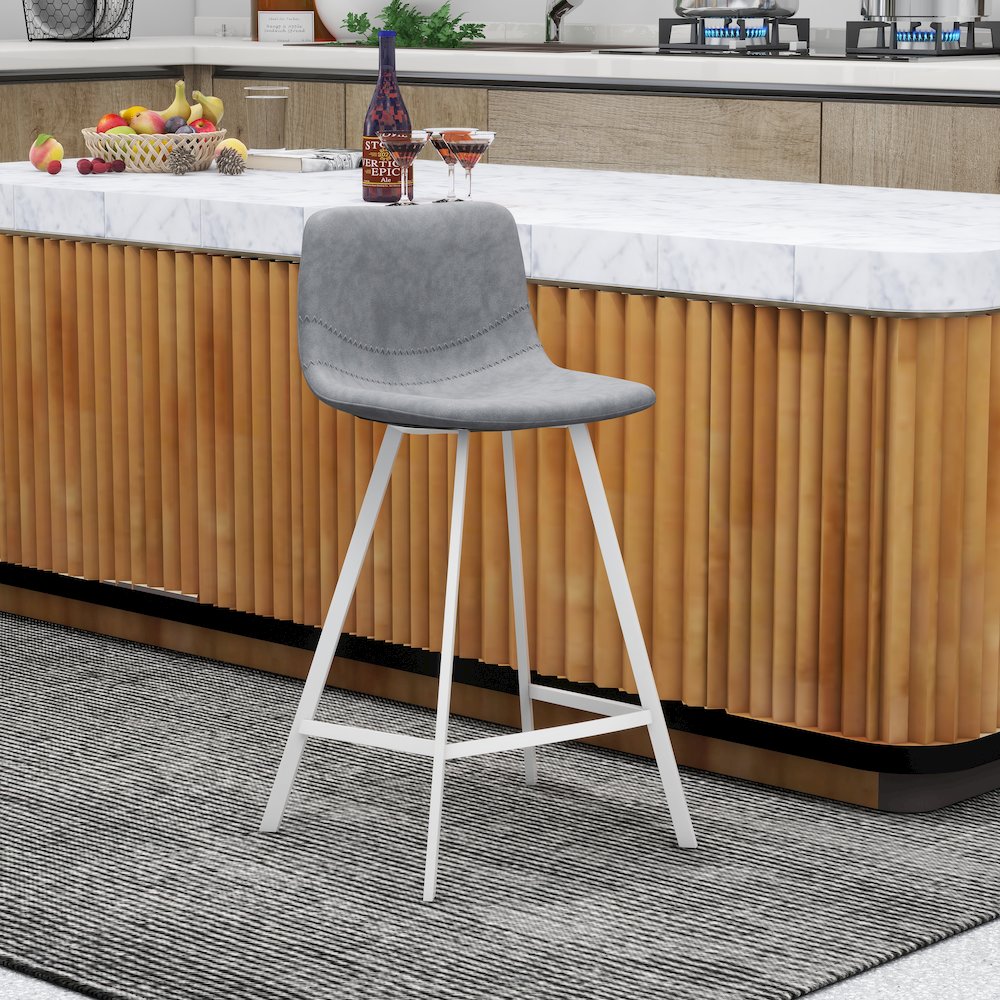 Elland - Counter stool -Light Grey- White base