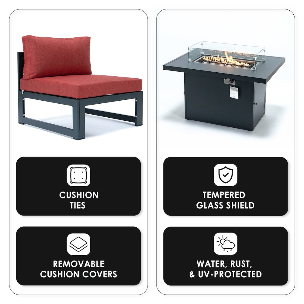 Chelsea 5-Piece Middle Patio Chairs and Fire Pit Table