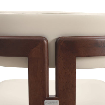 Velo Series Modern Dining Chair in Walnut Color Wood with Toupe Seat