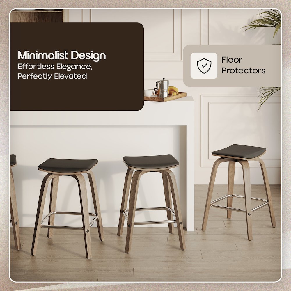 Wooden Counter Stool in Brown