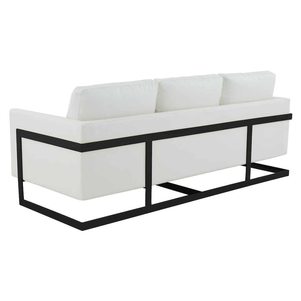 Lincoln White Leather Sofa With Black Frame