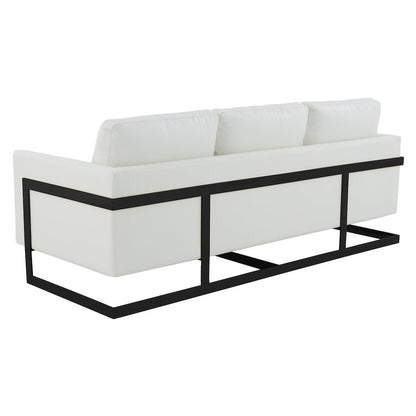Lincoln White Leather Sofa With Black Frame