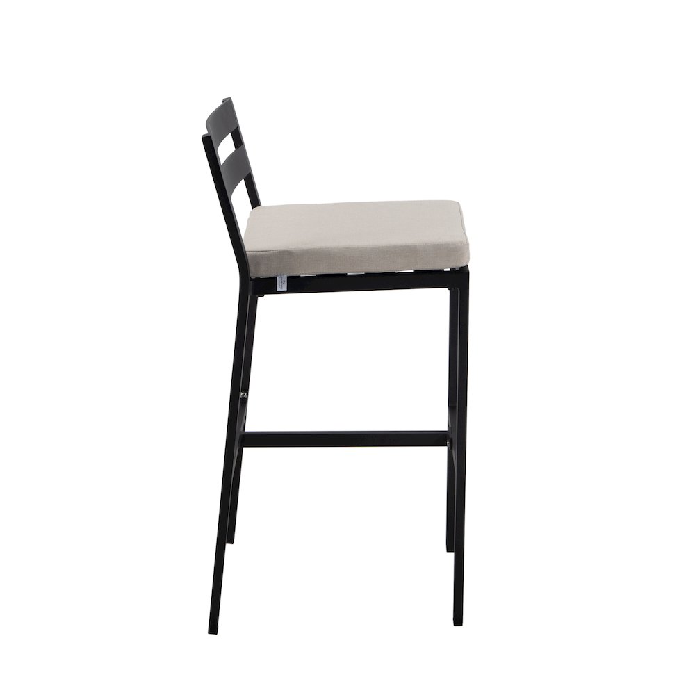 Chelsea Collection Aluminum Outdoor Dining Set in black with Beige Cushions