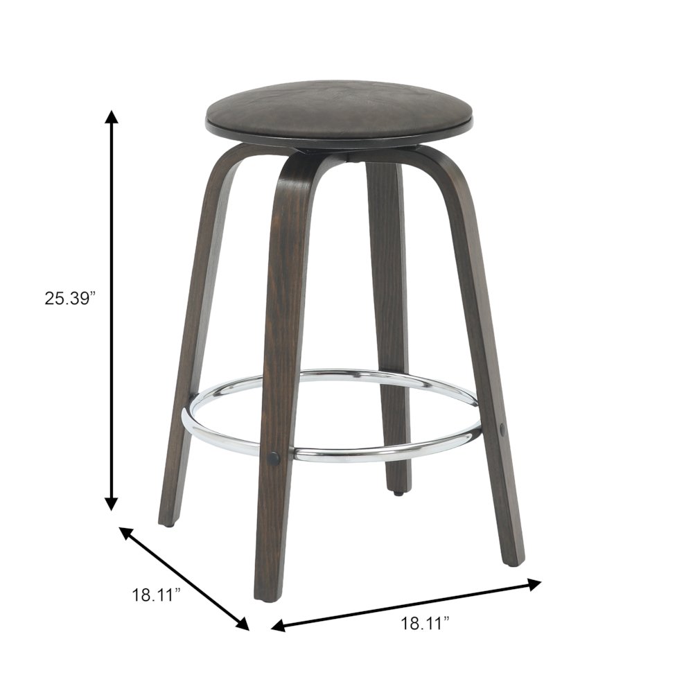 Wooden Counter Stool Pelya Collection Modern Style Walnut Glazed color in Brown