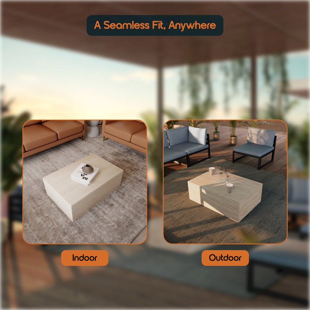 Maya Collection Outdoor/Indoor Coffee Table in Travertine