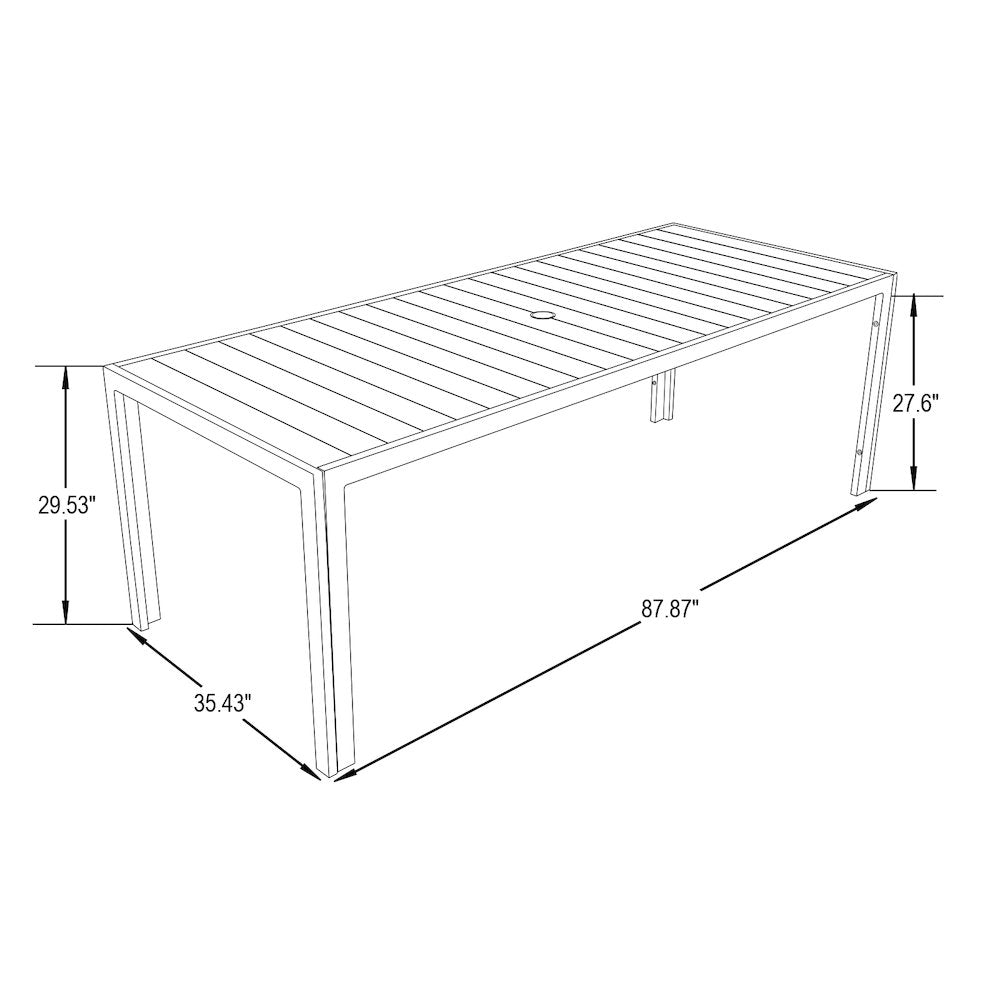 Chelsea Aluminum Outdoor 87" Dining Table in Black