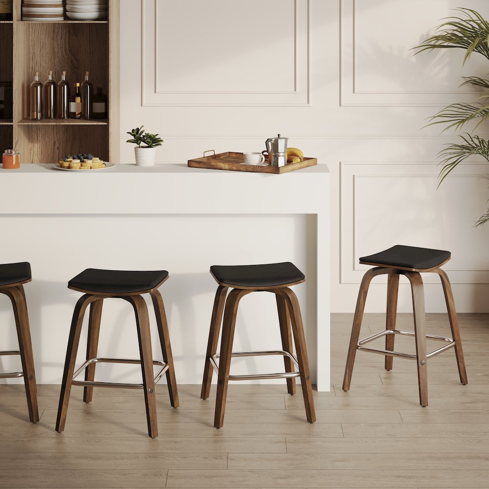 Wooden Counter Stool in Black
