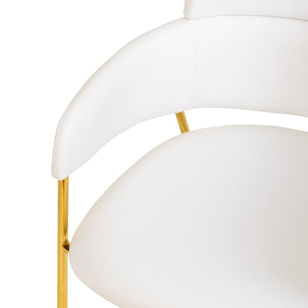 Axis Collection Modern Gold Dining Chair in White - Set of 2