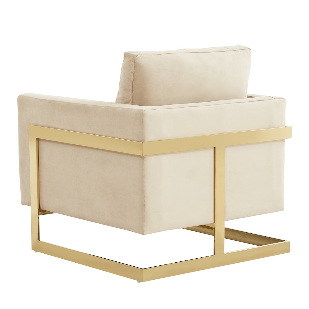 Lincoln Velvet Accent Armchair With Gold Frame