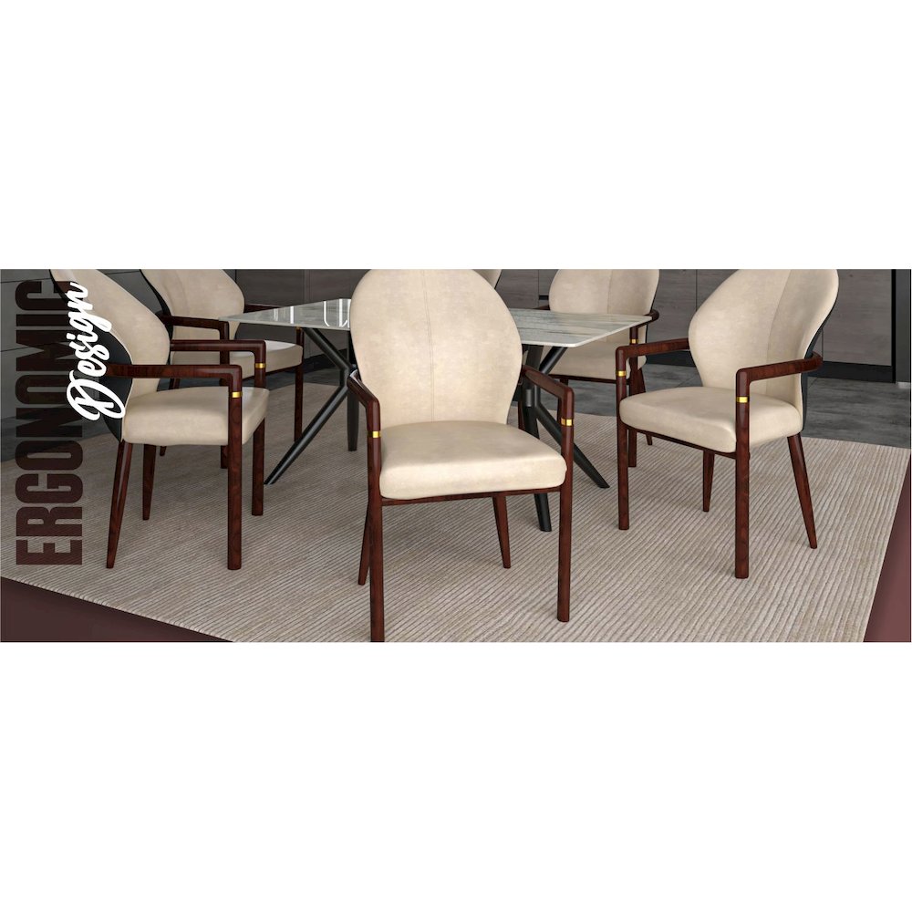 Opaline Series Elegant Wooden Dining Chair in Black Velvet and Toupe