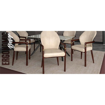 Opaline Series Elegant Wooden Dining Chair in Black Velvet and Toupe