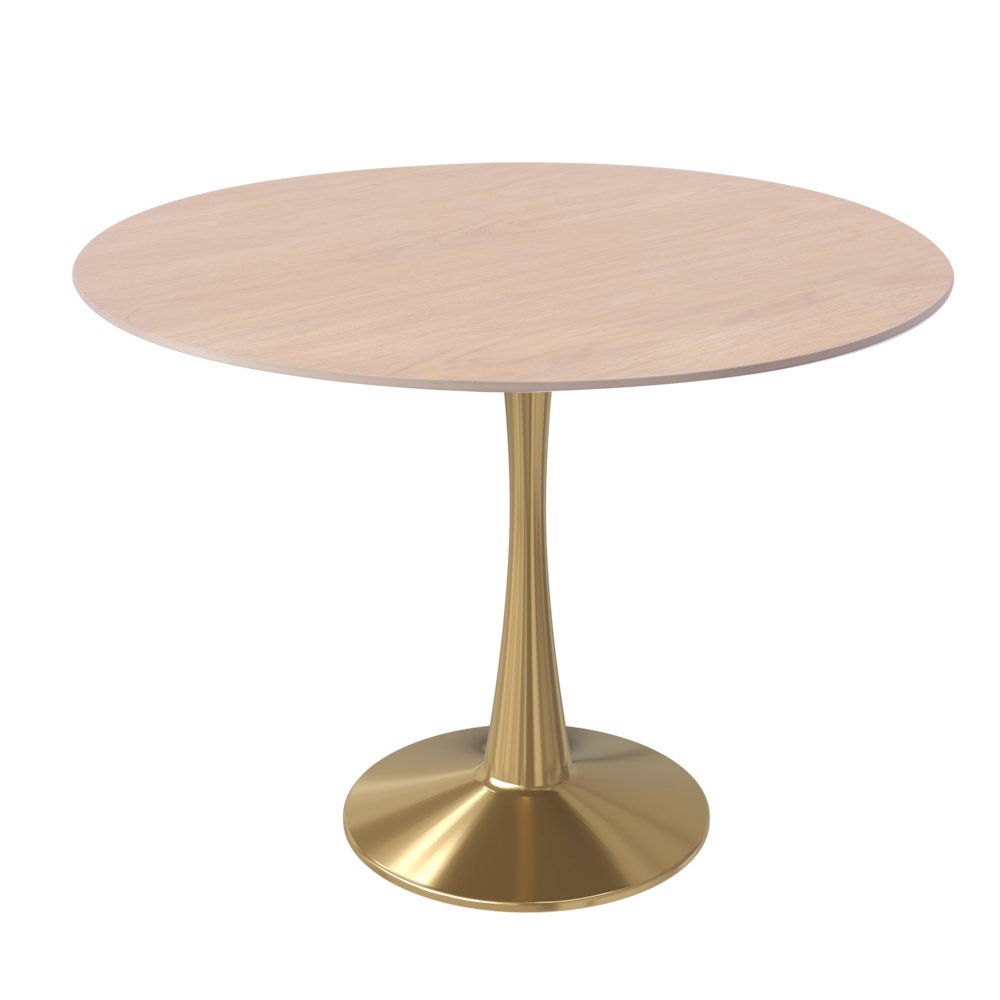 Bristol 35" round dining table Gold Base With Natural Wood Top