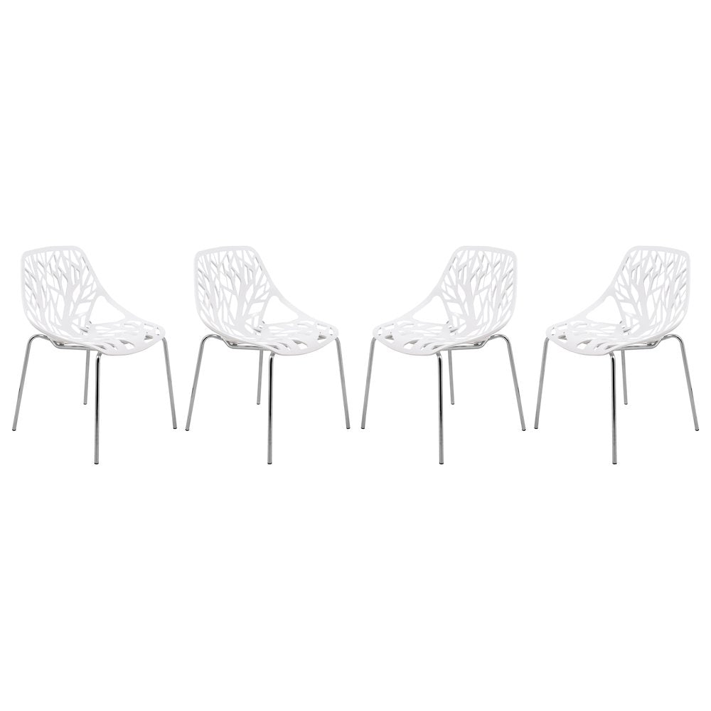 Modern Asbury Dining Chair w/ Chromed Legs, Set of 4