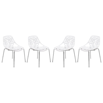 Modern Asbury Dining Chair w/ Chromed Legs, Set of 4