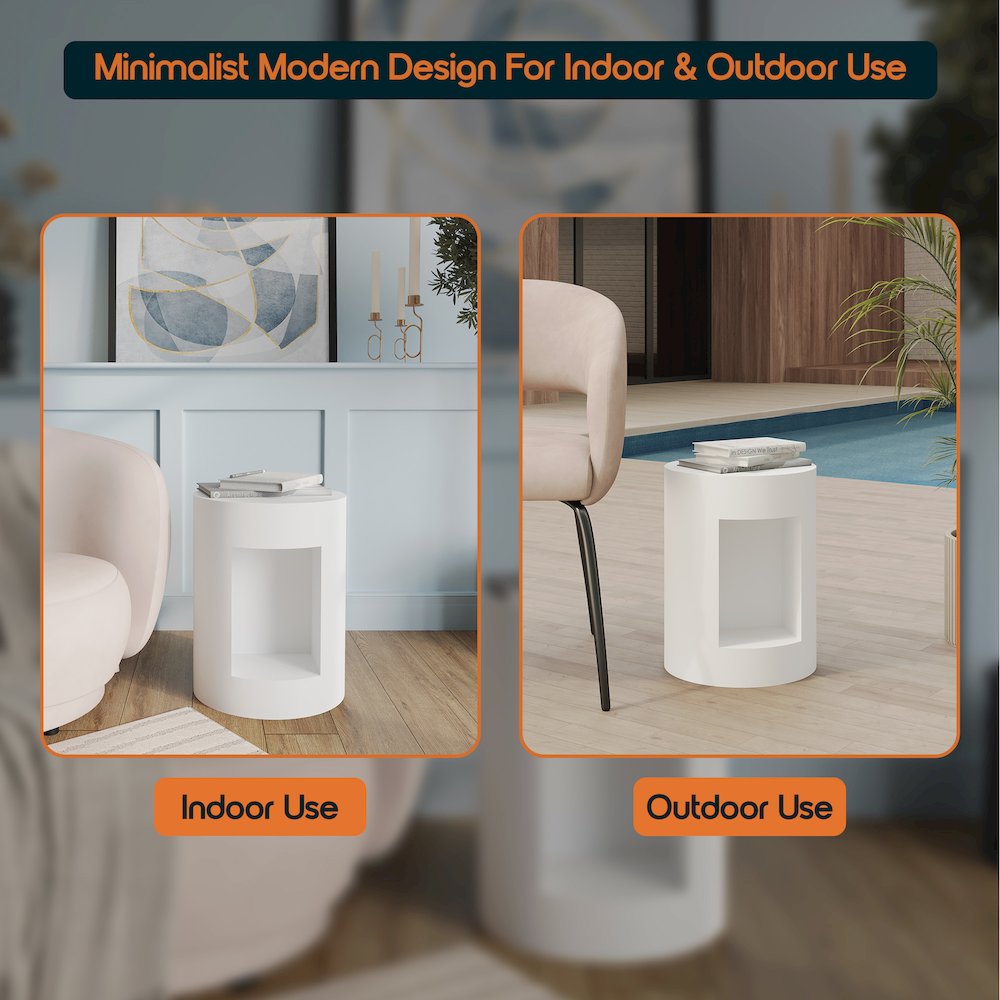 Modern Side End Table Nook Series In White