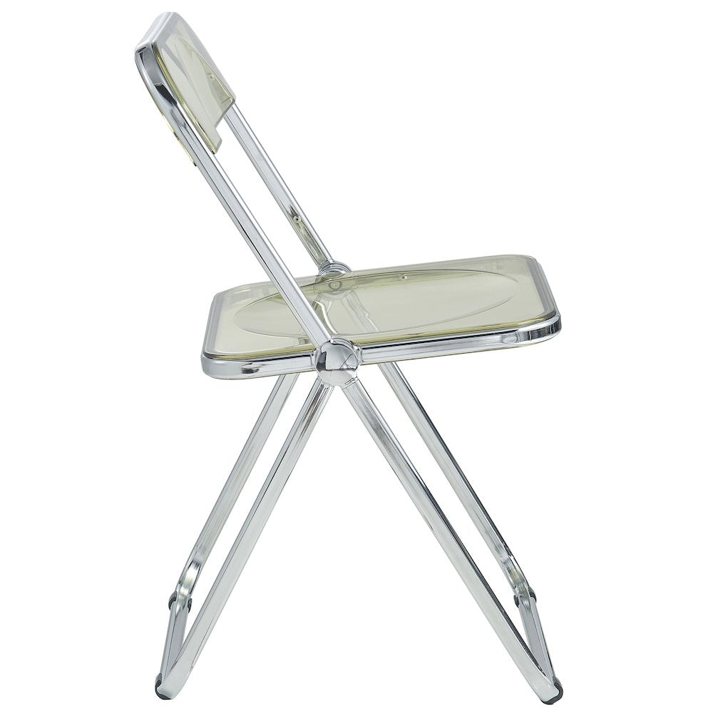 Lawrence Acrylic Folding Chair With Metal Frame, Set of 2