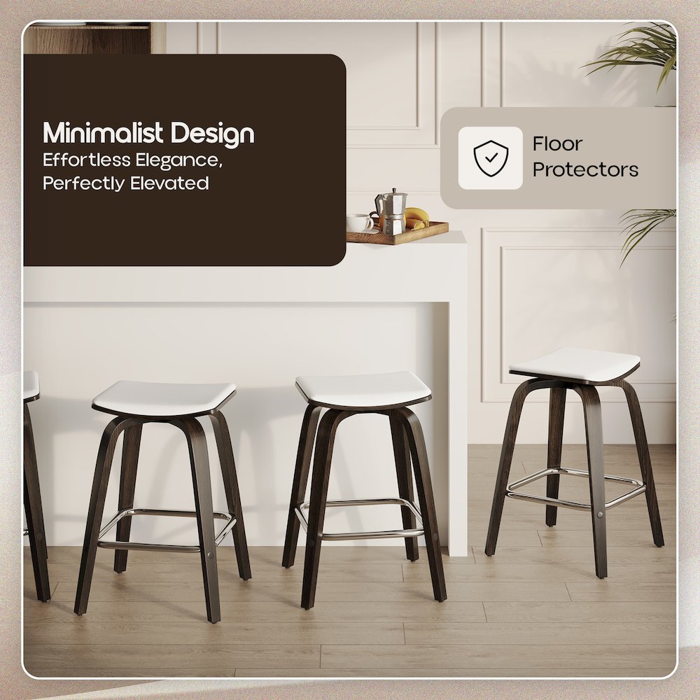 Wooden Counter Stool in White