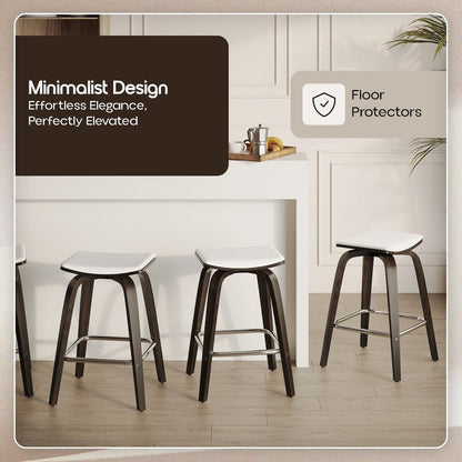Wooden Counter Stool in White