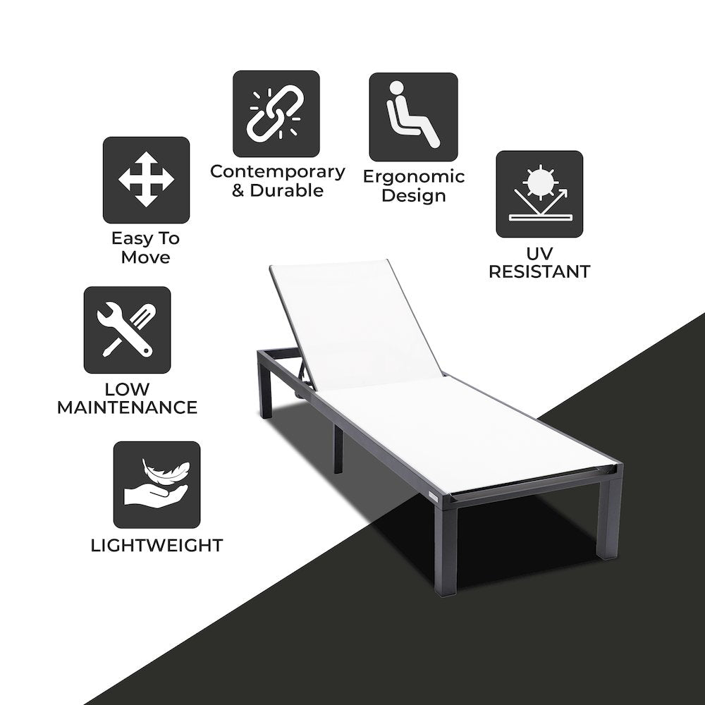 Marlin Patio Chaise Lounge Chair With Black Aluminum Frame