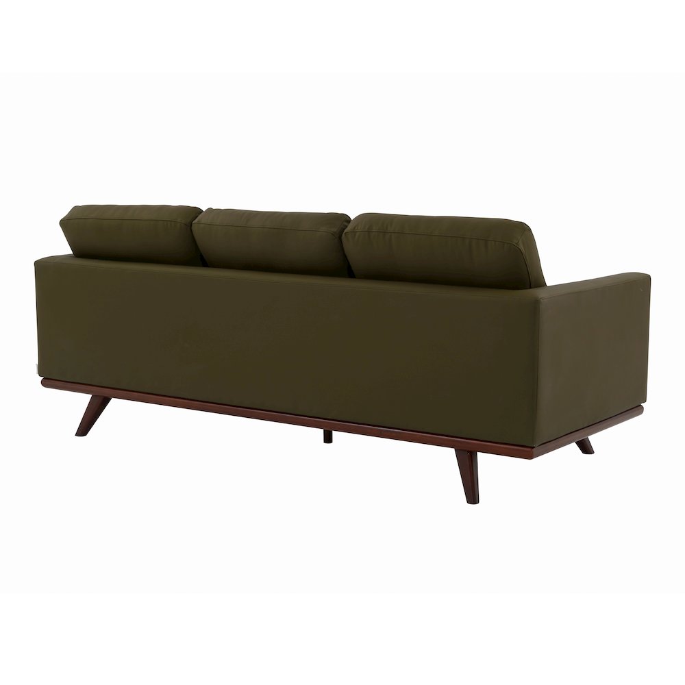 Chester Modern Faux Leather Sofa in Green Leather