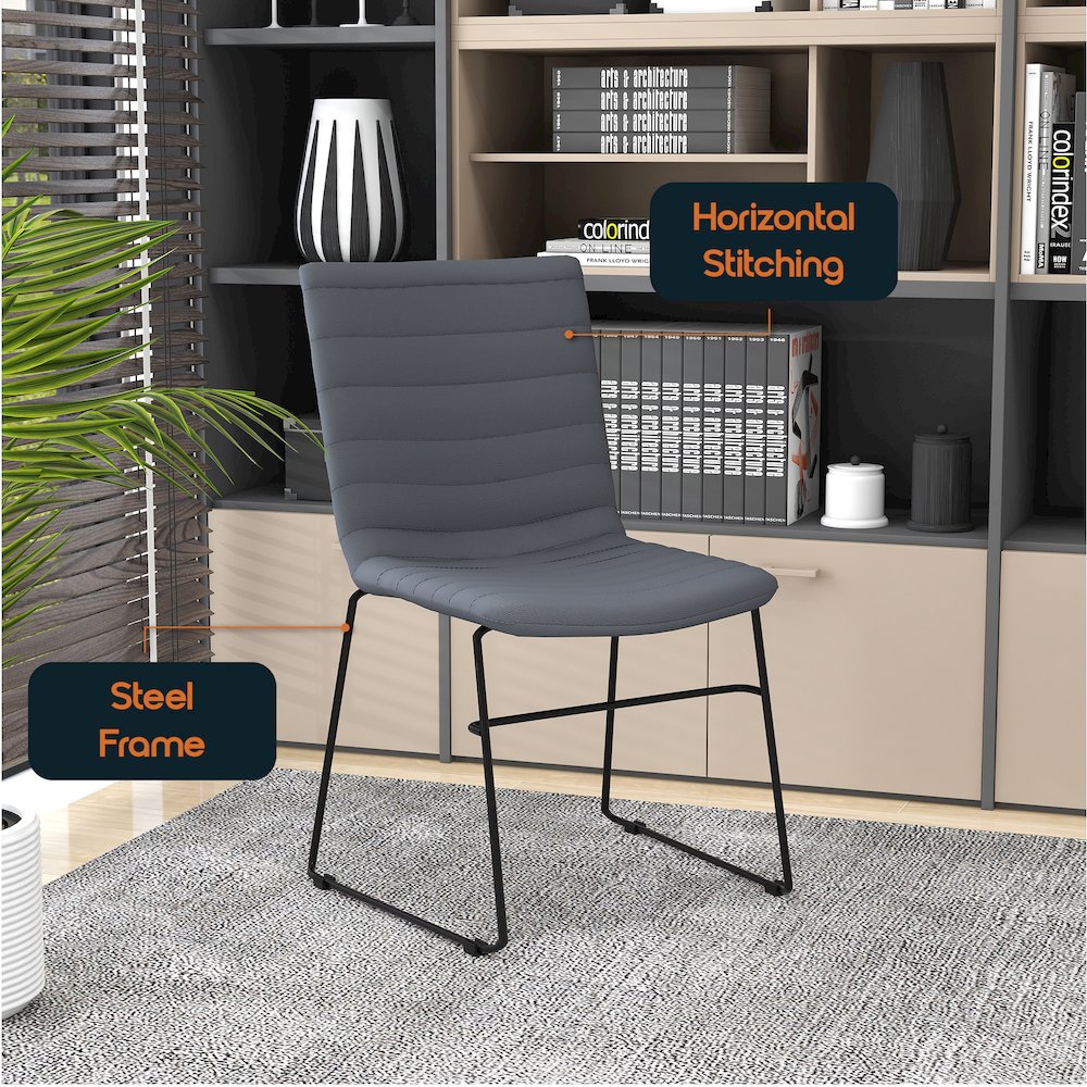 Zylar Series Office Guest Chair in Grey Leather