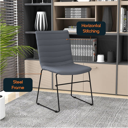 Zylar Series Office Guest Chair in Grey Leather