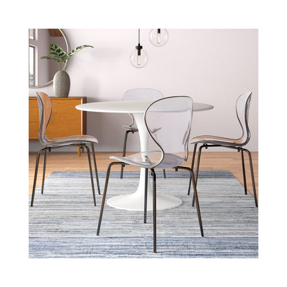 Modern Oyster Transparent Side Chair in Black Base